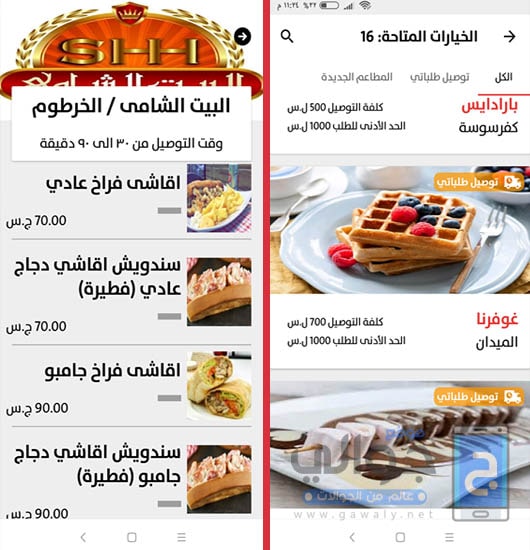 اختيار المطعم والطلب منة